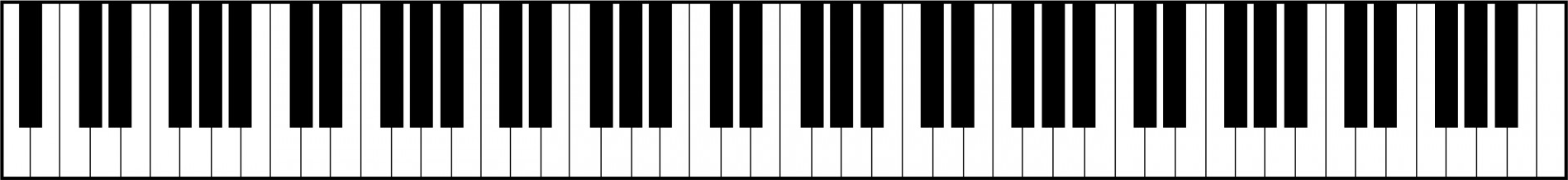 A simple drawing of the keys of a piano. Public Domain Illustration by Karen Arnold