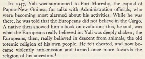 excerpt from The trumpet shall sound; a study of "cargo" cults in Melanesia by Worsley, Peter
